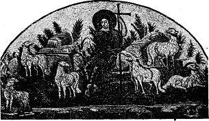 CHRIST AS GOOD SHEPHERD. MOSAIC, RAVEN, FIFTH CENTURY.