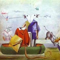 Birds, fish-snake and scarecrow 1921