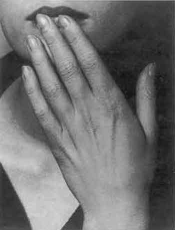 Hand on lips by Man Ray